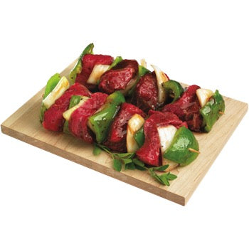 Brochette marinée avec légumes au boeuf